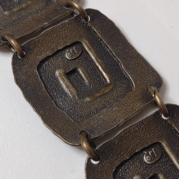 Vintage JJ Square Metal Link Bracelet - Picture 13 of 16